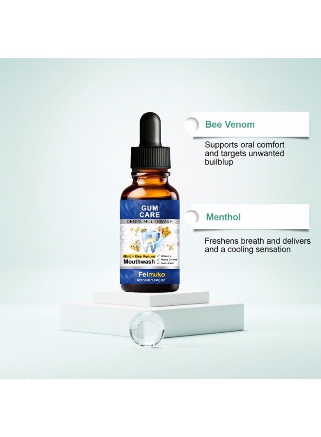 Feimuko 2-PACKS Bee Venom Mint Mouthwash | Daily Cleaning and Antibacterial Care for Healthy Teeth 50ml *2 - Image 2